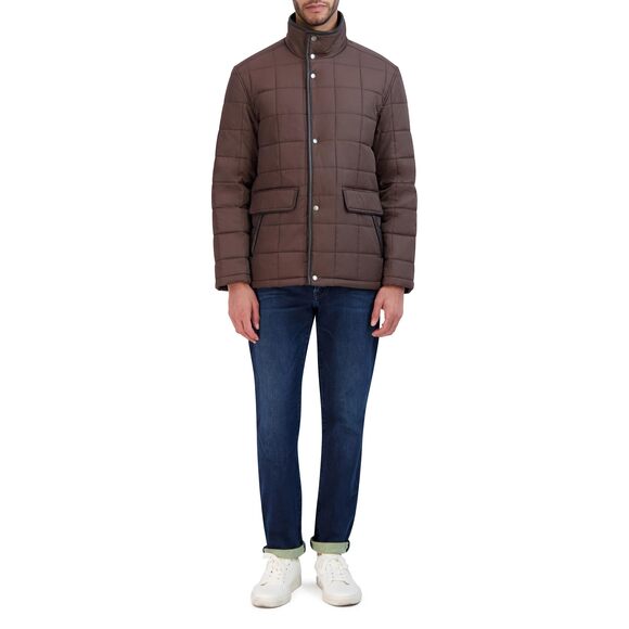 Cole Haan Men's Quilt Jacket with Rib Knit Inner Collar Wren Medium